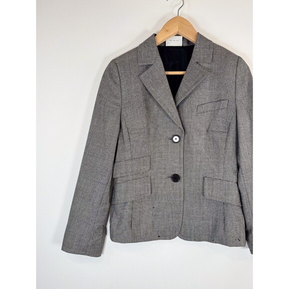 Akris Punto Women Blazer Gray Two Button Plaid Suit Jacket Notched Office Size 6 - Picture 5 of 11